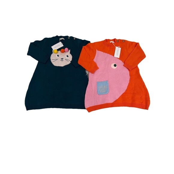 Munich Blue Baby Girl Toddler Infant Child Lot Of 2 Sweater Dresses 18-24 Months - Picture 2 of 10